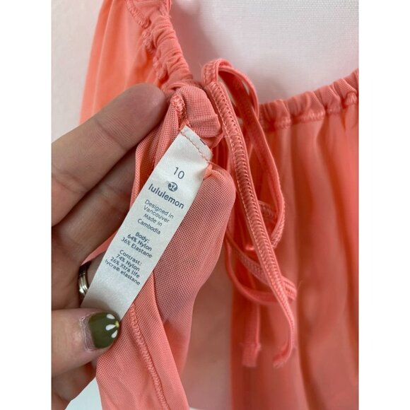 Lululemon women's 10 such a cinch tank in light coral mesh strappy back stretch - Picture 9 of 9